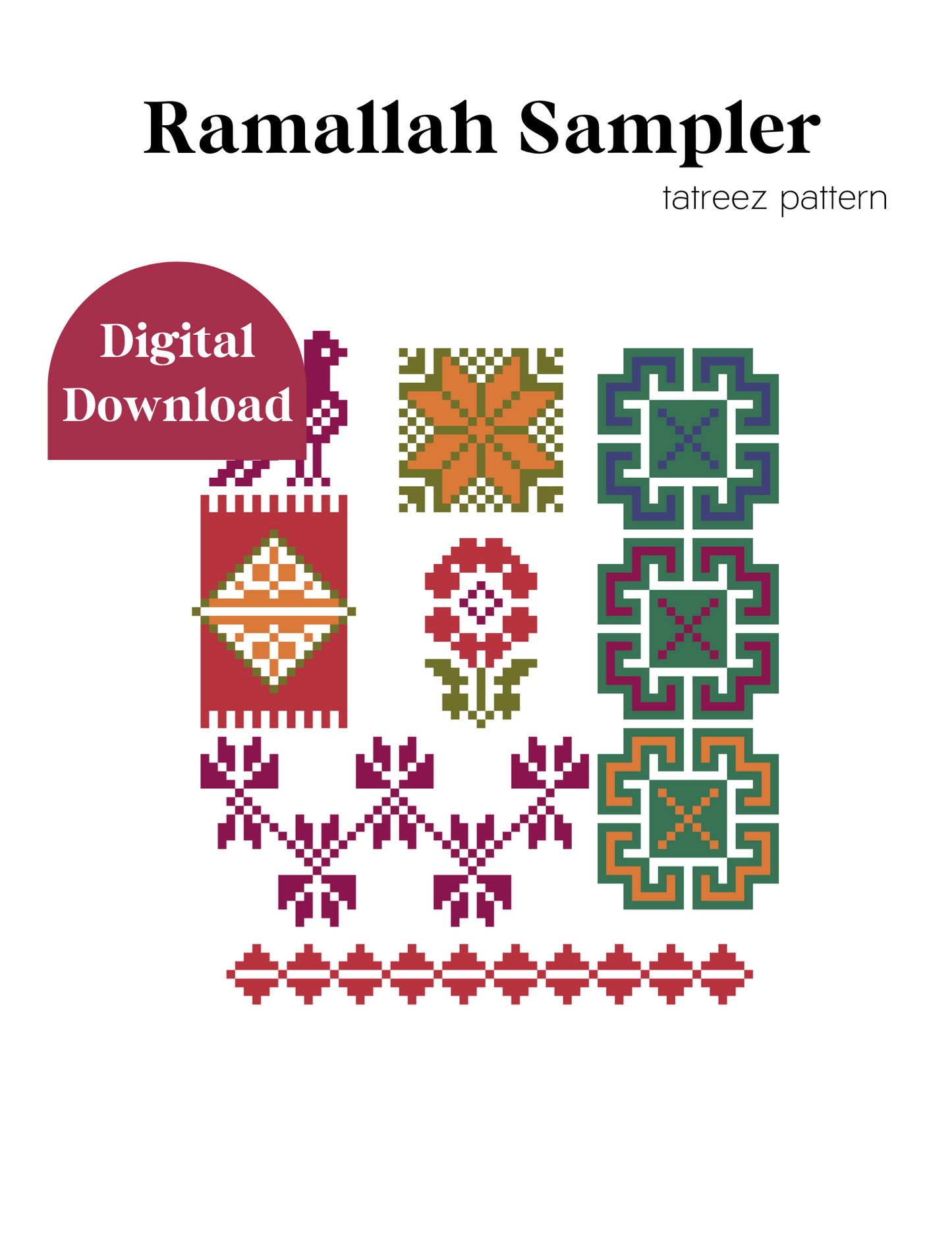 Ramallah Sampler Tatreez Pattern (Digital Download)