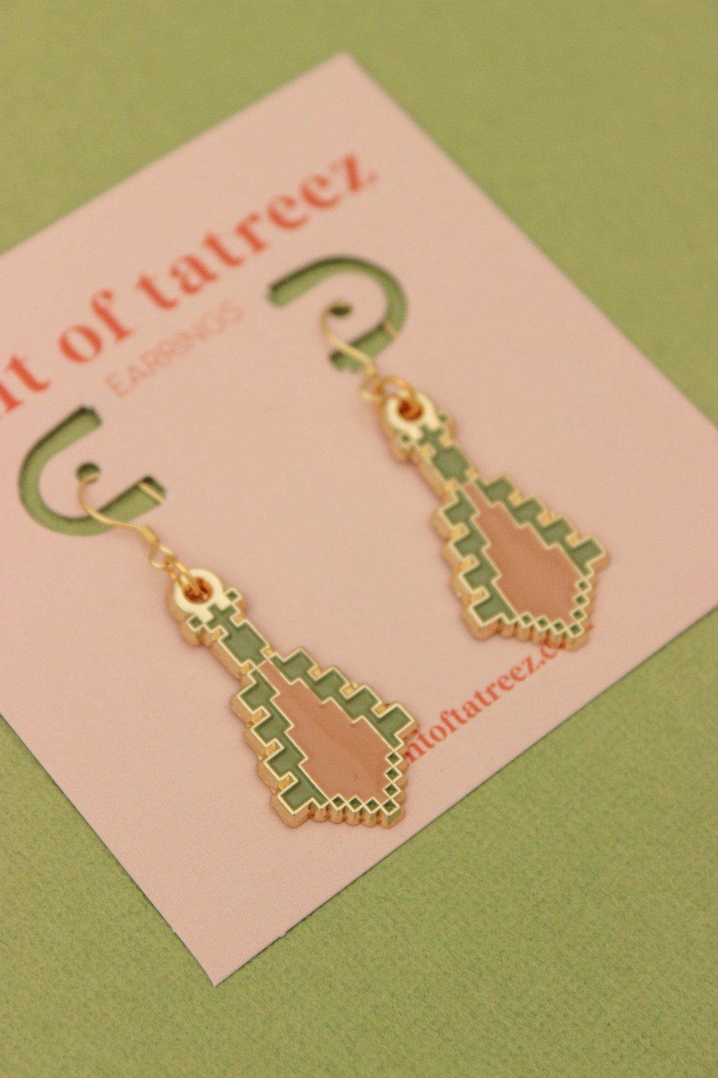 Tatreez Cypress Tree Enamel Earrings