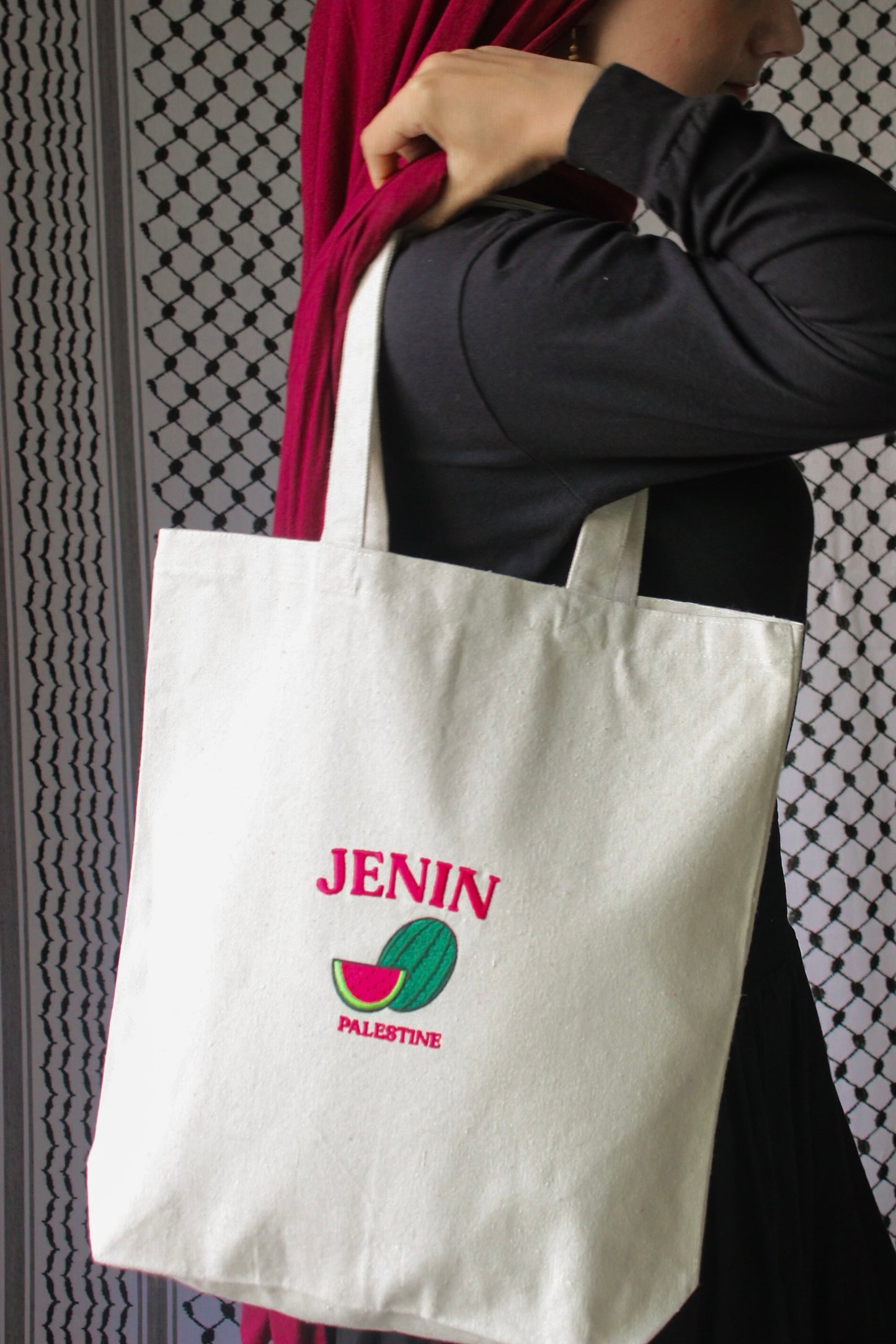 Jenin, Palestine Embroidered Tote Bag