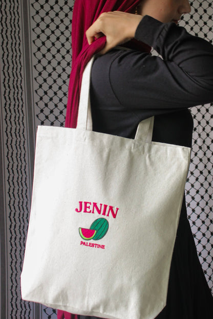 Jenin, Palestine Embroidered Tote Bag